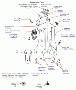 Diagram Diagram and Parts List for HMD200-DB-E  Hamilton Beach Drink Mixer